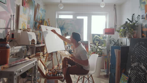 Time-Lapse-of-Male-Artist-Working-in-Creative-Studio